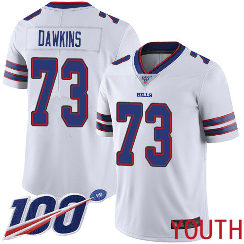 Youth Buffalo Bills #73 Dion Dawkins White Vapor Untouchable Limited Player 100th Season NFL Jersey->youth nfl jersey->Youth Jersey